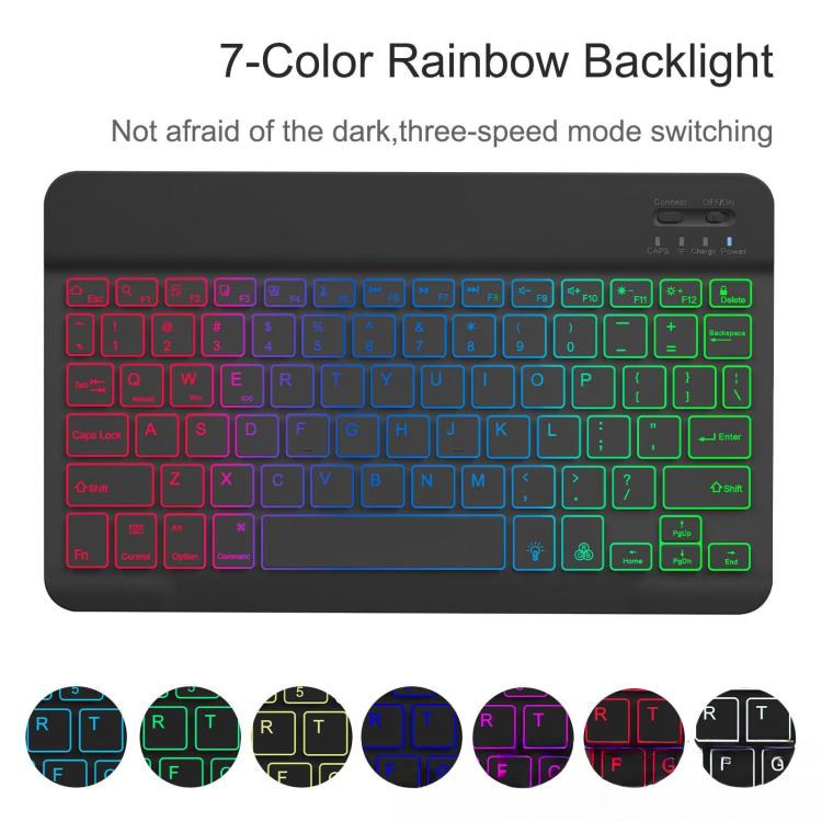 For iPad 10.2 2021 / 2022 Backlit Colorful Bluetooth Keyboard Protective Leather Case(Premium Black) - Universal by buy2fix | Online Shopping UK | buy2fix