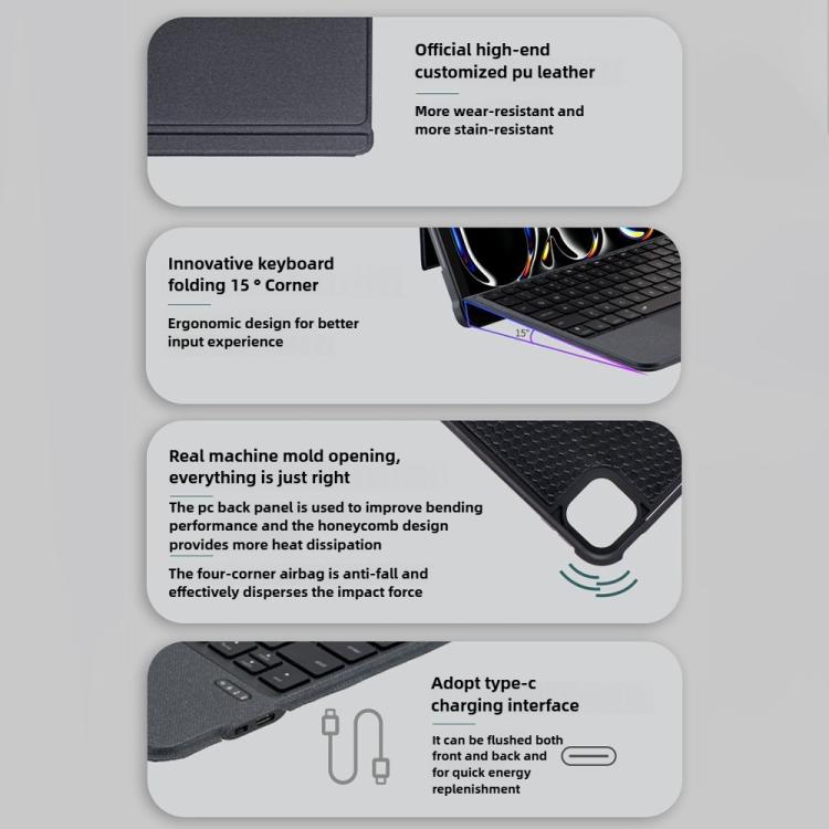 For iPad 2022 Magnetized Separation Of The Wonderful Control Keyboard Four Corners Of The Drop-Proof PU Protective Case - Universal by buy2fix | Online Shopping UK | buy2fix
