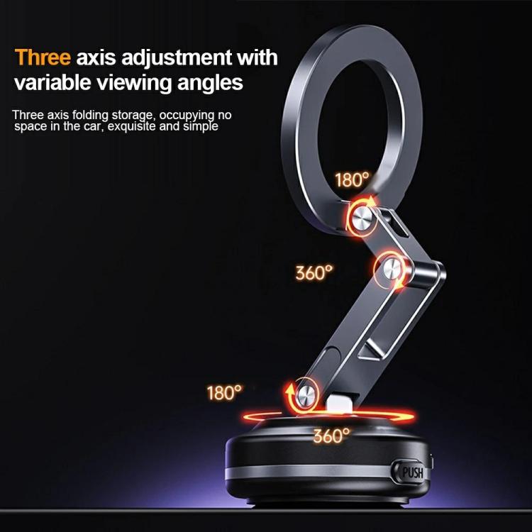 X63 Foldable Arm Car Phone Navigation Mount Vacuum Suction Cup Aluminum Alloy Holder(Grey) - Universal Car Holders by buy2fix | Online Shopping UK | buy2fix