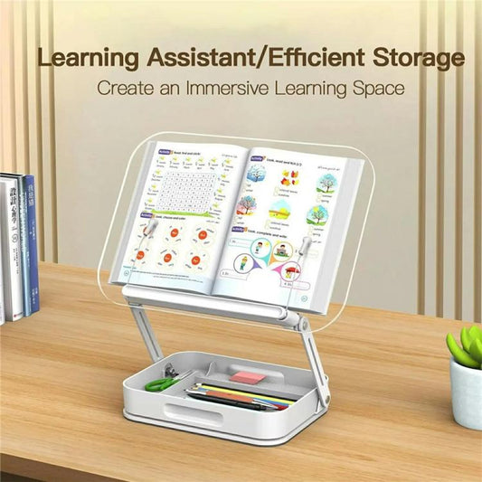 R22H Adjustable Rotating Foldable Laptop Tablet Book Holder Stand with Bottom Storage Box - Laptop Stand by buy2fix | Online Shopping UK | buy2fix