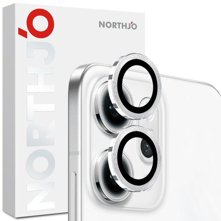 For OPPO Reno14 Pro Global NORTHJO Camera Lens Protector CD Metal Ring Tempered Glass Film(Silver) - OPPO Tempered Glass by NORTHJO | Online Shopping UK | buy2fix