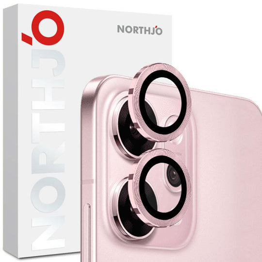 For OPPO Reno14 Pro Global NORTHJO Camera Lens Protector CD Metal Ring Tempered Glass Film(Pink)