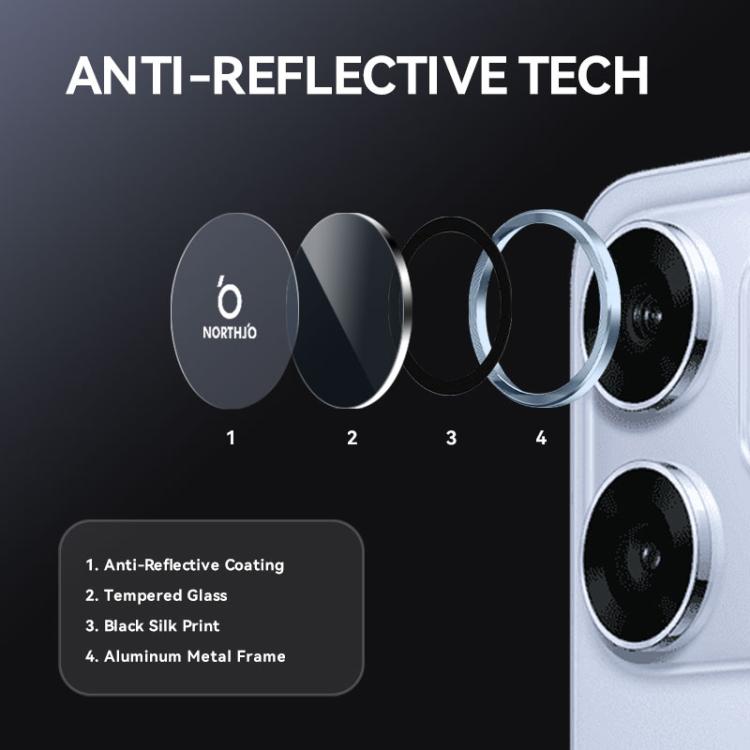 For OPPO Reno14 Pro Global NORTHJO Camera Lens Protector CD Metal Ring Tempered Glass Film(Blue) - OPPO Tempered Glass by NORTHJO | Online Shopping UK | buy2fix