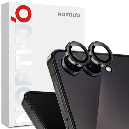 For Samsung Galaxy Z Flip7 5G NORTHJO Camera Lens Protector CD Metal Ring Tempered Glass Film(Black) - For Samsung by NORTHJO | Online Shopping UK | buy2fix