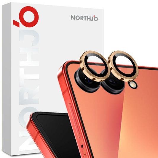 For Samsung Galaxy Z Flip7 5G NORTHJO Camera Lens Protector CD Metal Ring Tempered Glass Film(Gold) - For Samsung by NORTHJO | Online Shopping UK | buy2fix