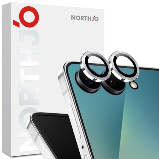 For Samsung Galaxy Z Flip7 5G NORTHJO Camera Lens Protector CD Metal Ring Tempered Glass Film(Silver) - For Samsung by NORTHJO | Online Shopping UK | buy2fix