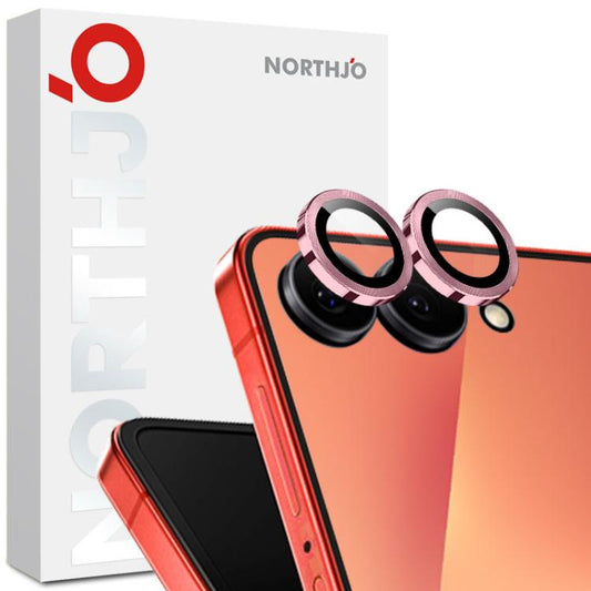 For Samsung Galaxy Z Flip7 5G NORTHJO Camera Lens Protector CD Metal Ring Tempered Glass Film(Pink) - For Samsung by NORTHJO | Online Shopping UK | buy2fix