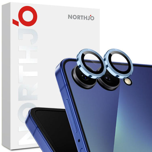 For Samsung Galaxy Z Flip7 5G NORTHJO Camera Lens Protector CD Metal Ring Tempered Glass Film(Blue) - For Samsung by NORTHJO | Online Shopping UK | buy2fix