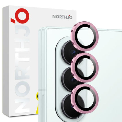 For Samsung Galaxy Z Fold7 5G NORTHJO Camera Lens Protector CD Metal Ring Tempered Glass Film(Pink) - For Samsung by NORTHJO | Online Shopping UK | buy2fix