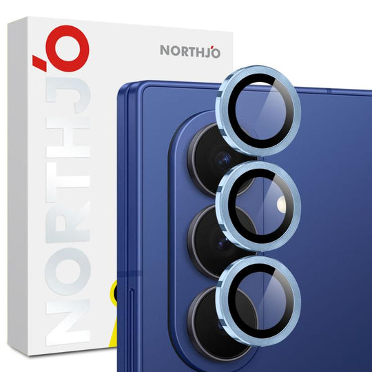 For Galaxy Z Fold7 5G NORTHJO Camera Lens Protector CD Metal Ring Tempered Glass Film(Blue)