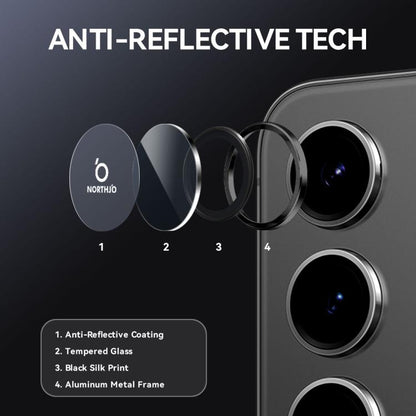 For Samsung Galaxy S25 FE 5G NORTHJO Camera Lens Protector CD Metal Ring Tempered Glass Film(Black) - For Samsung by NORTHJO | Online Shopping UK | buy2fix