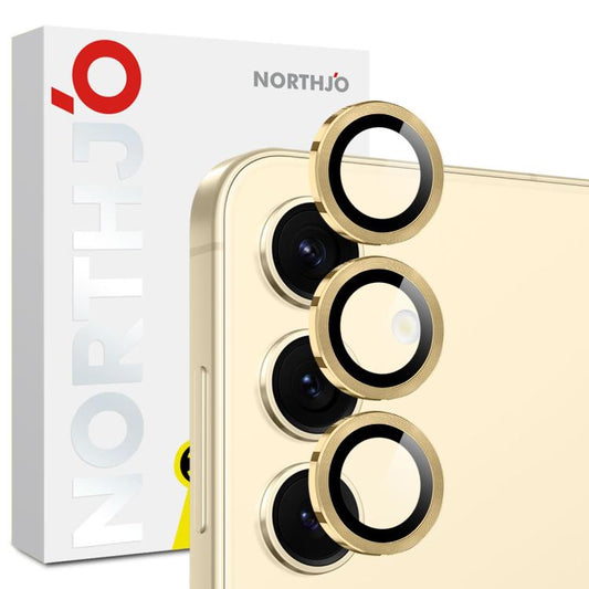 For Samsung Galaxy S25 FE 5G NORTHJO Camera Lens Protector CD Metal Ring Tempered Glass Film(Gold) - For Samsung by NORTHJO | Online Shopping UK | buy2fix