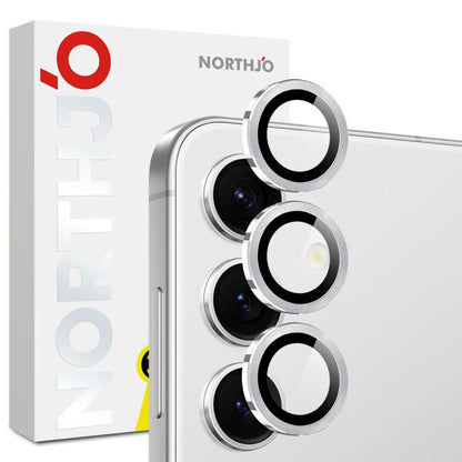 For Samsung Galaxy S25 FE 5G NORTHJO Camera Lens Protector CD Metal Ring Tempered Glass Film(Silver) - For Samsung by NORTHJO | Online Shopping UK | buy2fix