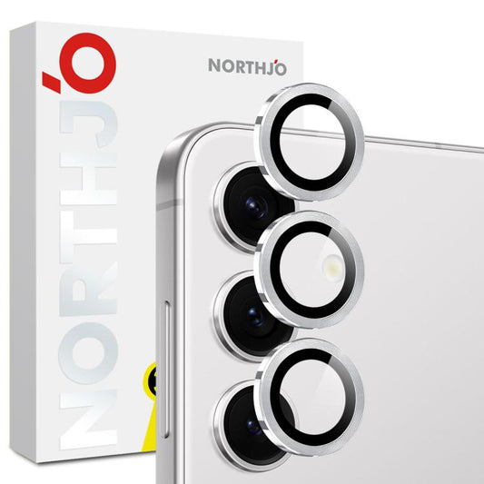 For Samsung Galaxy S25 FE 5G NORTHJO Camera Lens Protector CD Metal Ring Tempered Glass Film(Silver) - For Samsung by NORTHJO | Online Shopping UK | buy2fix