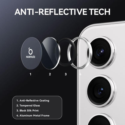 For Samsung Galaxy S25 FE 5G NORTHJO Camera Lens Protector CD Metal Ring Tempered Glass Film(Silver) - For Samsung by NORTHJO | Online Shopping UK | buy2fix