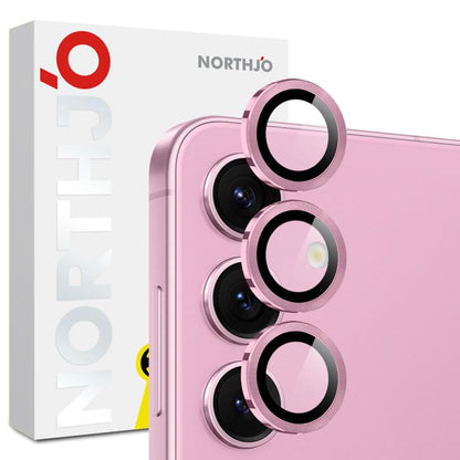 For Samsung Galaxy S25 FE 5G NORTHJO Camera Lens Protector CD Metal Ring Tempered Glass Film(Pink) - For Samsung by NORTHJO | Online Shopping UK | buy2fix