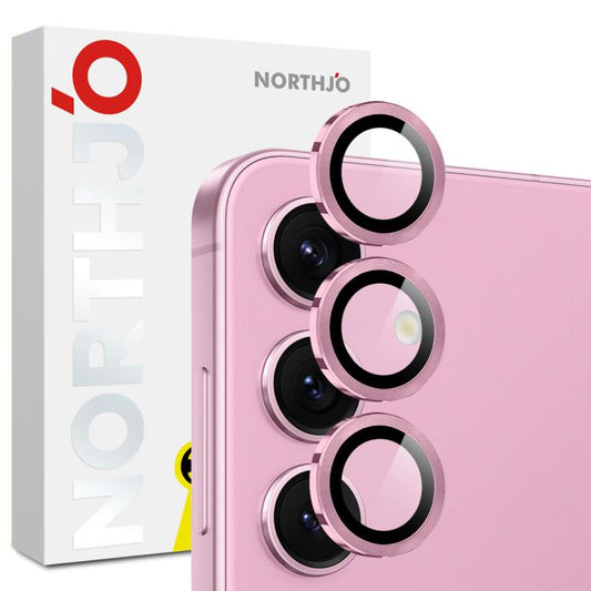 For Samsung Galaxy S25 FE 5G NORTHJO Camera Lens Protector CD Metal Ring Tempered Glass Film(Pink) - For Samsung by NORTHJO | Online Shopping UK | buy2fix