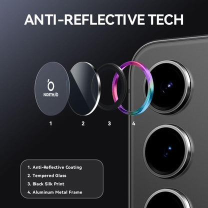 For Samsung Galaxy S25 FE 5G NORTHJO Camera Lens Protector CD Metal Ring Tempered Glass Film(Colorful) - For Samsung by NORTHJO | Online Shopping UK | buy2fix