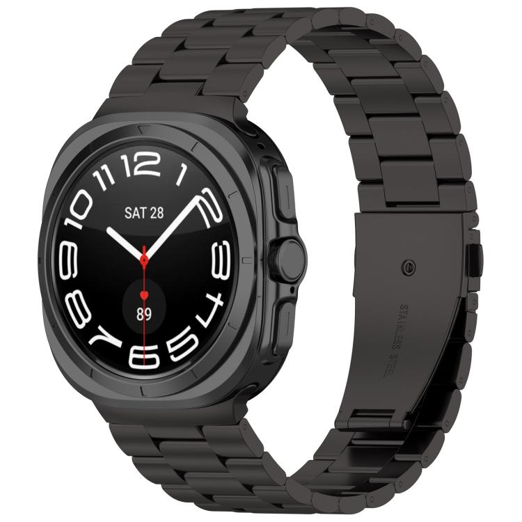 For Samsung Galaxy Watch8 / Watch8 Classic Three Beads Stainless Steel Watch Band with Removal Tool(Black) - Watch Bands by buy2fix | Online Shopping UK | buy2fix