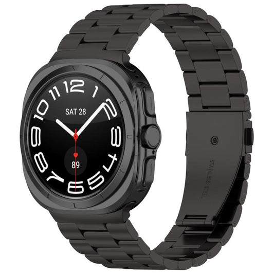 For Samsung Galaxy Watch8 / Watch8 Classic Three Beads Stainless Steel Watch Band with Removal Tool(Black) - Watch Bands by buy2fix | Online Shopping UK | buy2fix