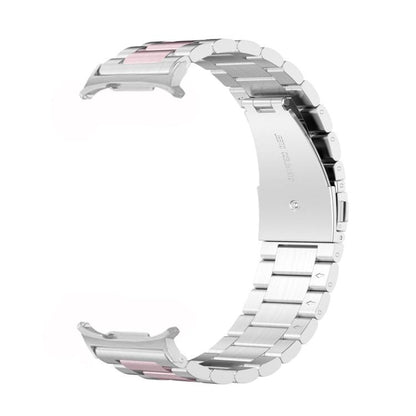 For Samsung Galaxy Watch8 / Watch8 Classic Three Beads Stainless Steel Watch Band with Removal Tool(Silver Pink) - Watch Bands by buy2fix | Online Shopping UK | buy2fix
