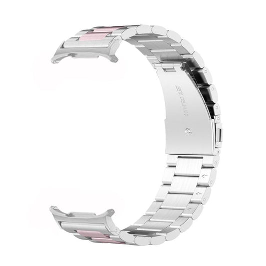 For Samsung Galaxy Watch8 / Watch8 Classic Three Beads Stainless Steel Watch Band with Removal Tool(Silver Pink) - Watch Bands by buy2fix | Online Shopping UK | buy2fix