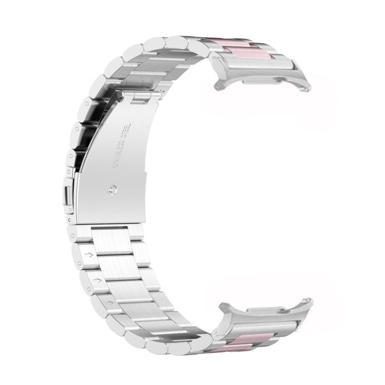 For Samsung Galaxy Watch8 / Watch8 Classic Three Beads Stainless Steel Watch Band with Removal Tool(Silver Pink) - Watch Bands by buy2fix | Online Shopping UK | buy2fix