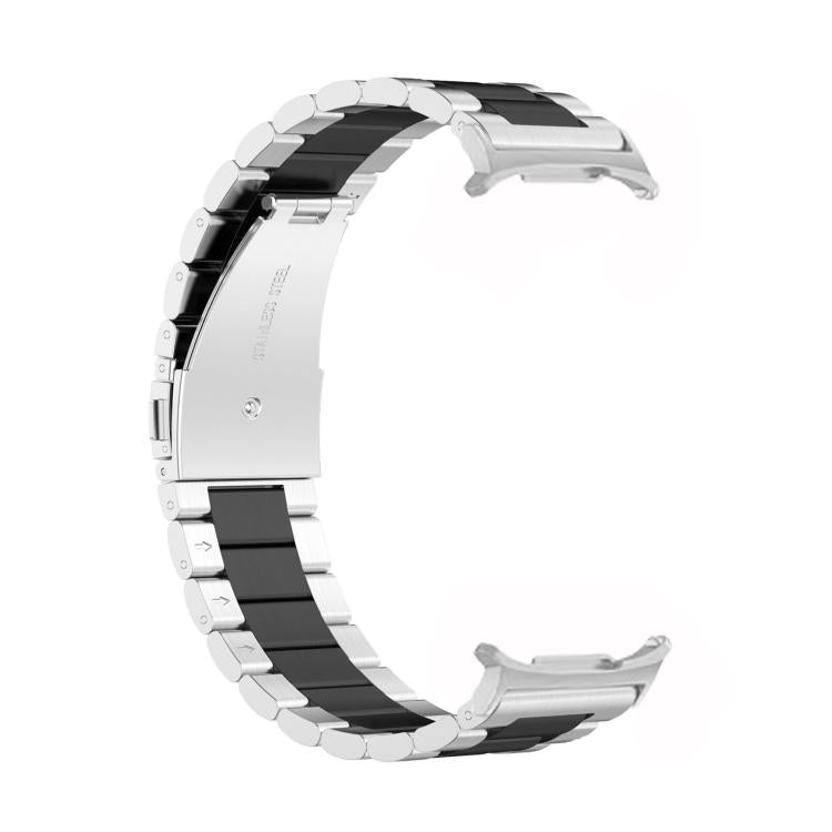 For Samsung Galaxy Watch8 / Watch8 Classic Three Beads Stainless Steel Watch Band with Removal Tool(Silver Black) - Watch Bands by buy2fix | Online Shopping UK | buy2fix