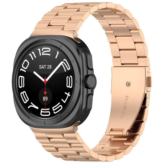 For Samsung Galaxy Watch8 / Watch8 Classic Three Beads Stainless Steel Watch Band with Removal Tool(Rose Gold) - Watch Bands by buy2fix | Online Shopping UK | buy2fix