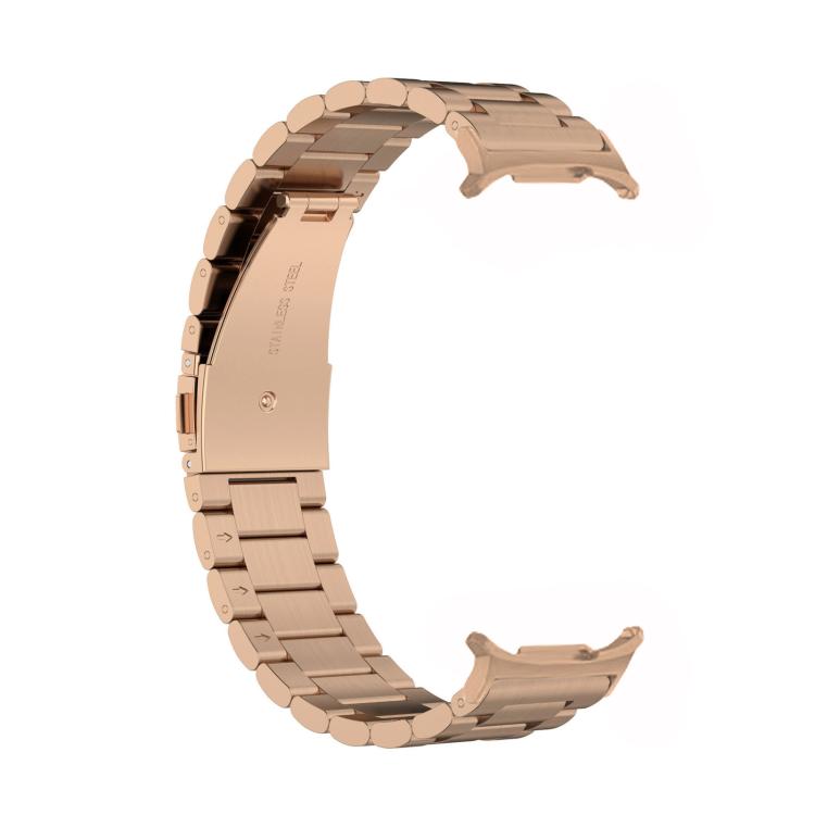 For Samsung Galaxy Watch8 / Watch8 Classic Three Beads Stainless Steel Watch Band with Removal Tool(Rose Gold) - Watch Bands by buy2fix | Online Shopping UK | buy2fix
