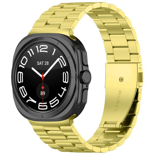 For Samsung Galaxy Watch8 / Watch8 Classic Three Beads Stainless Steel Watch Band with Removal Tool(Gold) - Watch Bands by buy2fix | Online Shopping UK | buy2fix