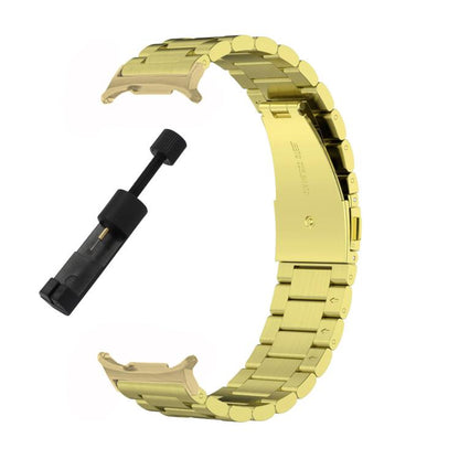 For Samsung Galaxy Watch8 / Watch8 Classic Three Beads Stainless Steel Watch Band with Removal Tool(Gold) - Watch Bands by buy2fix | Online Shopping UK | buy2fix
