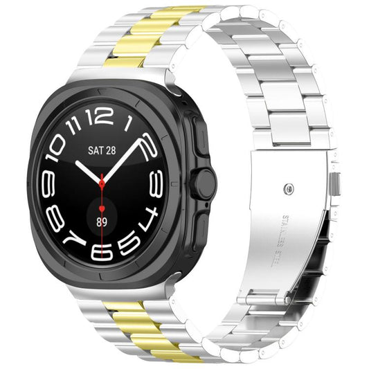 For Samsung Galaxy Watch8 / Watch8 Classic Three Beads Stainless Steel Watch Band with Removal Tool(Silver Gold) - Watch Bands by buy2fix | Online Shopping UK | buy2fix