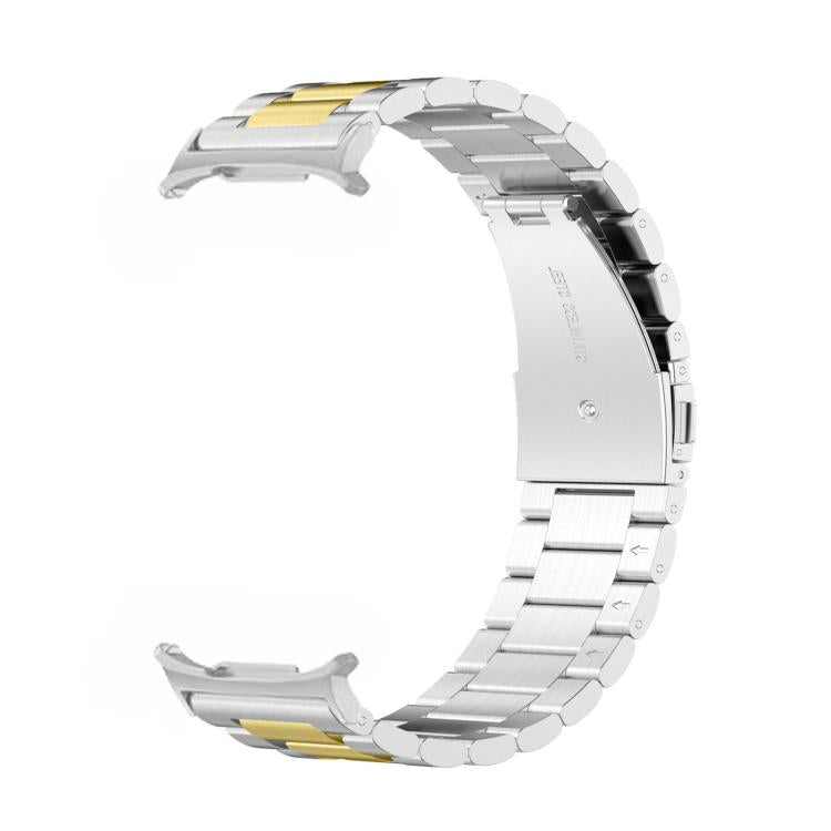 For Samsung Galaxy Watch8 / Watch8 Classic Three Beads Stainless Steel Watch Band with Removal Tool(Silver Gold) - Watch Bands by buy2fix | Online Shopping UK | buy2fix