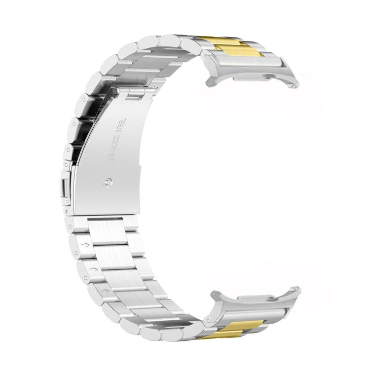 For Samsung Galaxy Watch8 / Watch8 Classic Three Beads Stainless Steel Watch Band with Removal Tool(Silver Gold) - Watch Bands by buy2fix | Online Shopping UK | buy2fix