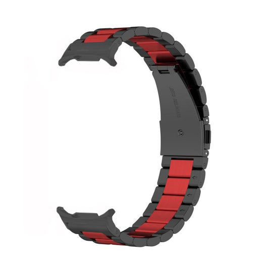 For Samsung Galaxy Watch8 / Watch8 Classic Three Beads Stainless Steel Watch Band with Removal Tool(Black Red) - Watch Bands by buy2fix | Online Shopping UK | buy2fix