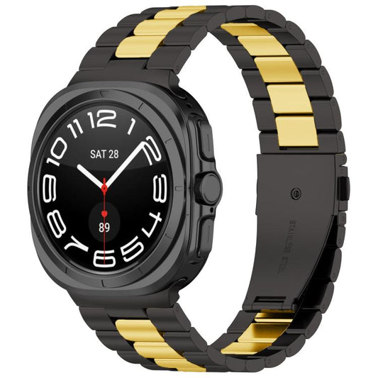 For Samsung Galaxy Watch8 / Watch8 Classic Three Beads Stainless Steel Watch Band with Removal Tool(Black Gold) - Watch Bands by buy2fix | Online Shopping UK | buy2fix