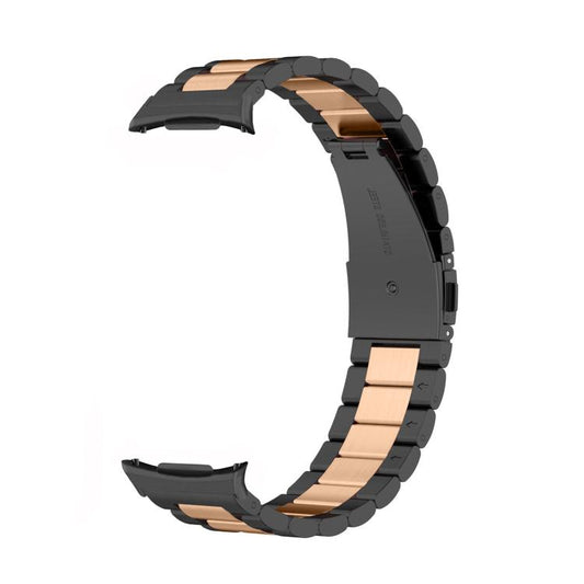 For Samsung Galaxy Watch8 / Watch8 Classic Three Beads Stainless Steel Watch Band with Removal Tool(Black Rose Gold) - Watch Bands by buy2fix | Online Shopping UK | buy2fix