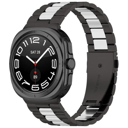 For Samsung Galaxy Watch8 / Watch8 Classic Three Beads Stainless Steel Watch Band with Removal Tool(Black Silver) - Watch Bands by buy2fix | Online Shopping UK | buy2fix