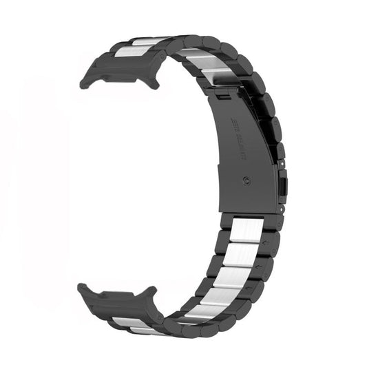 For Samsung Galaxy Watch8 / Watch8 Classic Three Beads Stainless Steel Watch Band with Removal Tool(Black Silver) - Watch Bands by buy2fix | Online Shopping UK | buy2fix