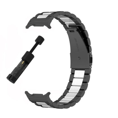 For Samsung Galaxy Watch8 / Watch8 Classic Three Beads Stainless Steel Watch Band with Removal Tool(Black Silver) - Watch Bands by buy2fix | Online Shopping UK | buy2fix