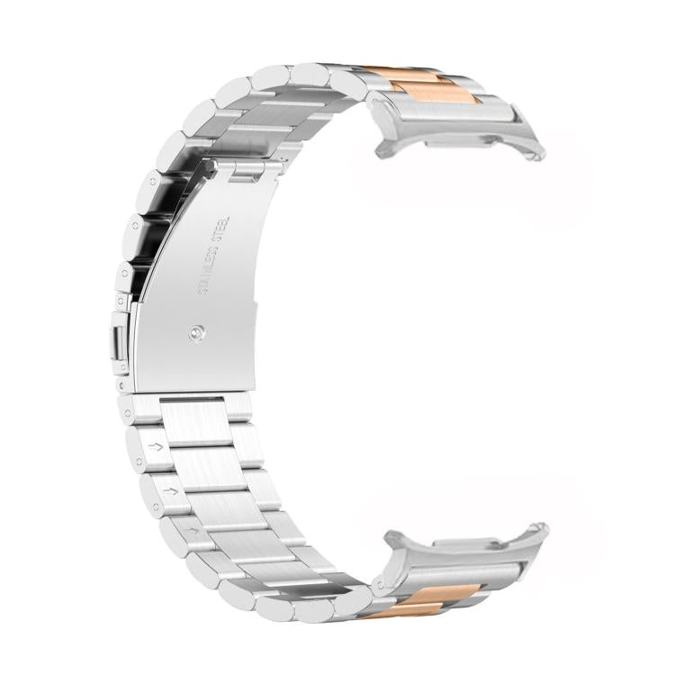 For Samsung Galaxy Watch8 / Watch8 Classic Three Beads Stainless Steel Watch Band with Removal Tool(Silver Rose Gold) - Watch Bands by buy2fix | Online Shopping UK | buy2fix