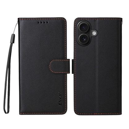 For iPhone 17 ENKAY RFID Blocking Wallet Kickstand Litchi Texture Leather Phone Case(Black) - iPhone 17 Cases by ENKAY | Online Shopping UK | buy2fix