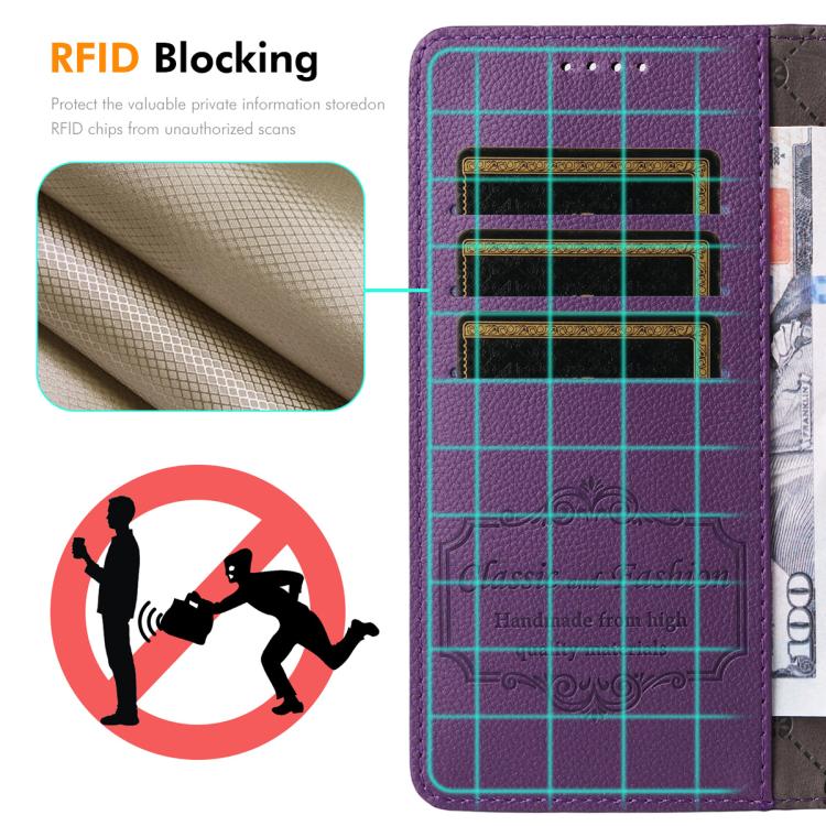 For iPhone 16 Plus ENKAY RFID Blocking Wallet Kickstand Litchi Texture Leather Phone Case(Brown) - iPhone 16 Plus Cases by ENKAY | Online Shopping UK | buy2fix