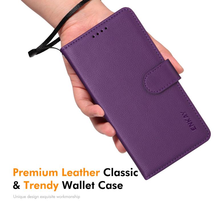 For iPhone 16 Plus ENKAY RFID Blocking Wallet Kickstand Litchi Texture Leather Phone Case(Brown) - iPhone 16 Plus Cases by ENKAY | Online Shopping UK | buy2fix