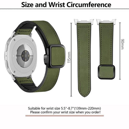 For Samsung Galaxy Watch8 / Watch8 Classic Square Magnetic Buckle Leather Skin Silicone Watch Band(Crazy Horse Green) - Watch Bands by buy2fix | Online Shopping UK | buy2fix
