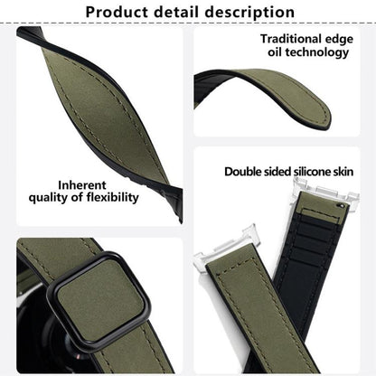 For Samsung Galaxy Watch8 / Watch8 Classic Square Magnetic Buckle Leather Skin Silicone Watch Band(Apricot) - Watch Bands by buy2fix | Online Shopping UK | buy2fix