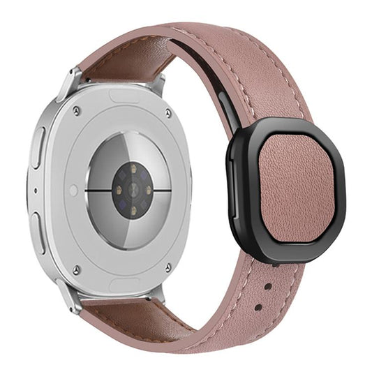 For Samsung Galaxy Watch8 / Watch8 Classic Magnetic Fold Genuine Buckle Leather Watch Band(Bean Paste) - Watch Bands by buy2fix | Online Shopping UK | buy2fix
