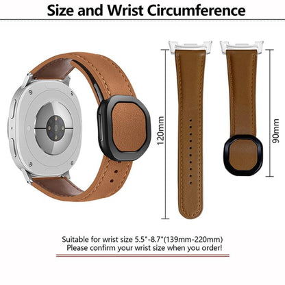 For Samsung Galaxy Watch8 / Watch8 Classic Magnetic Fold Genuine Buckle Leather Watch Band(Bean Paste) - Watch Bands by buy2fix | Online Shopping UK | buy2fix
