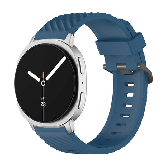 For Samsung Galaxy Watch8 / Watch8 Classic Black Buckle Spruce Silicone Watch Band(Dark Blue) - Watch Bands by buy2fix | Online Shopping UK | buy2fix